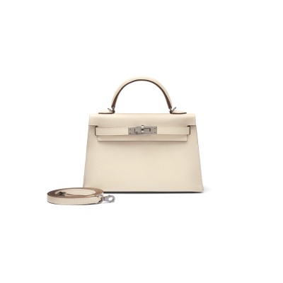 HERMES MINI KELLY SELLIER EPSOM PALLADIUM HARDWARE (19*12*5.5cm) HERMES MINI KELLY SELLIER EPSOM PALLADIUM HARDWARE (19*12*5.5cm)